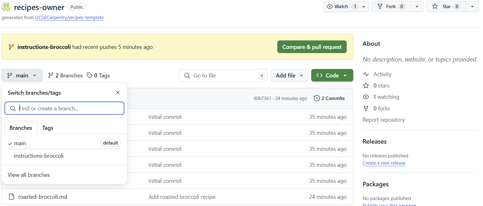 A screenshot of the GitHub repo from the Collaborators profile