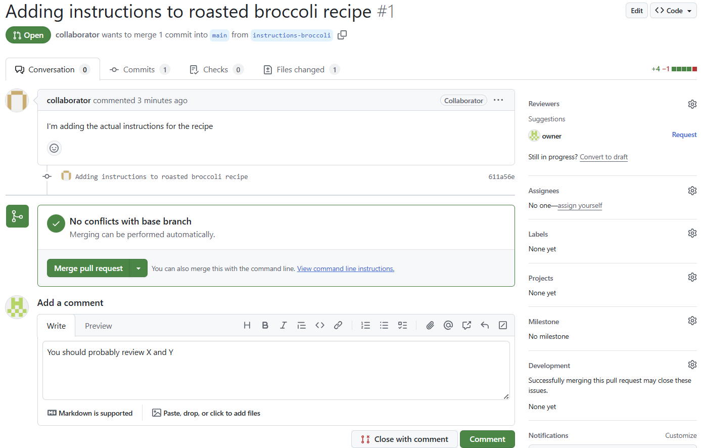 A screenshot of the GitHub repo from the Collaborators profile